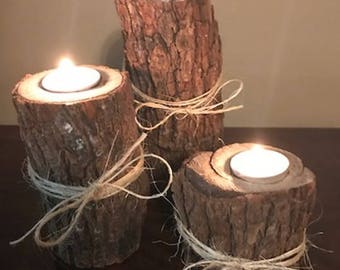 Wood candle holder | Etsy