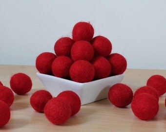 2.5 cm Red Wool Felt Balls, Felt Balls, Pom Pom Balls, Wool Felt Pom Poms, Felted Balls, Loose Felt Balls, Pick Your Own Colors