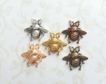 Bee Tie Tacks, Tiny Lapel Pin, Choose Your Finish Antiqued Gold, Gold, Rose Gold, Copper, Silver, Tiny Brooch, Woodland, Wedding, Beekeeper
