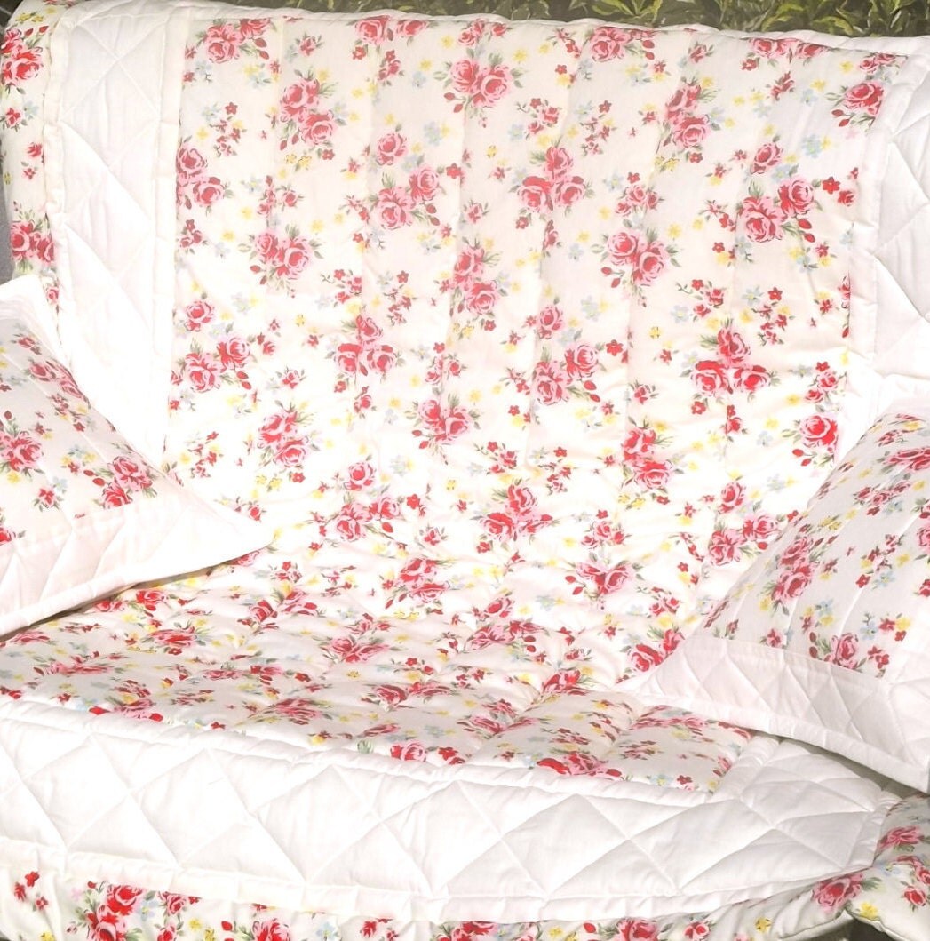 vintage rose shabby chic cot bed quilt and cushion covers 100 vintage rose shabby chic cot bed quilt and cushion covers 100