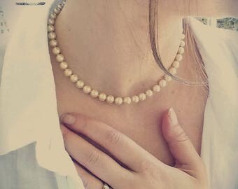 Miriam Haskell pearl necklace Signed Haskell jewelry 16 inches White pearl choker for wife