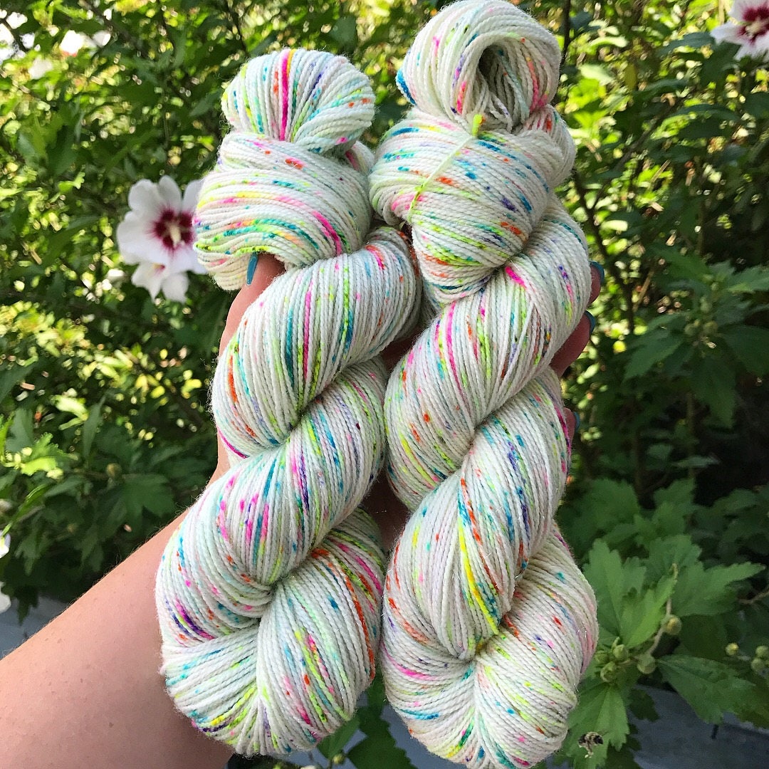 Rainbow Sprinkles hand dyed yarn stellina sock yarn