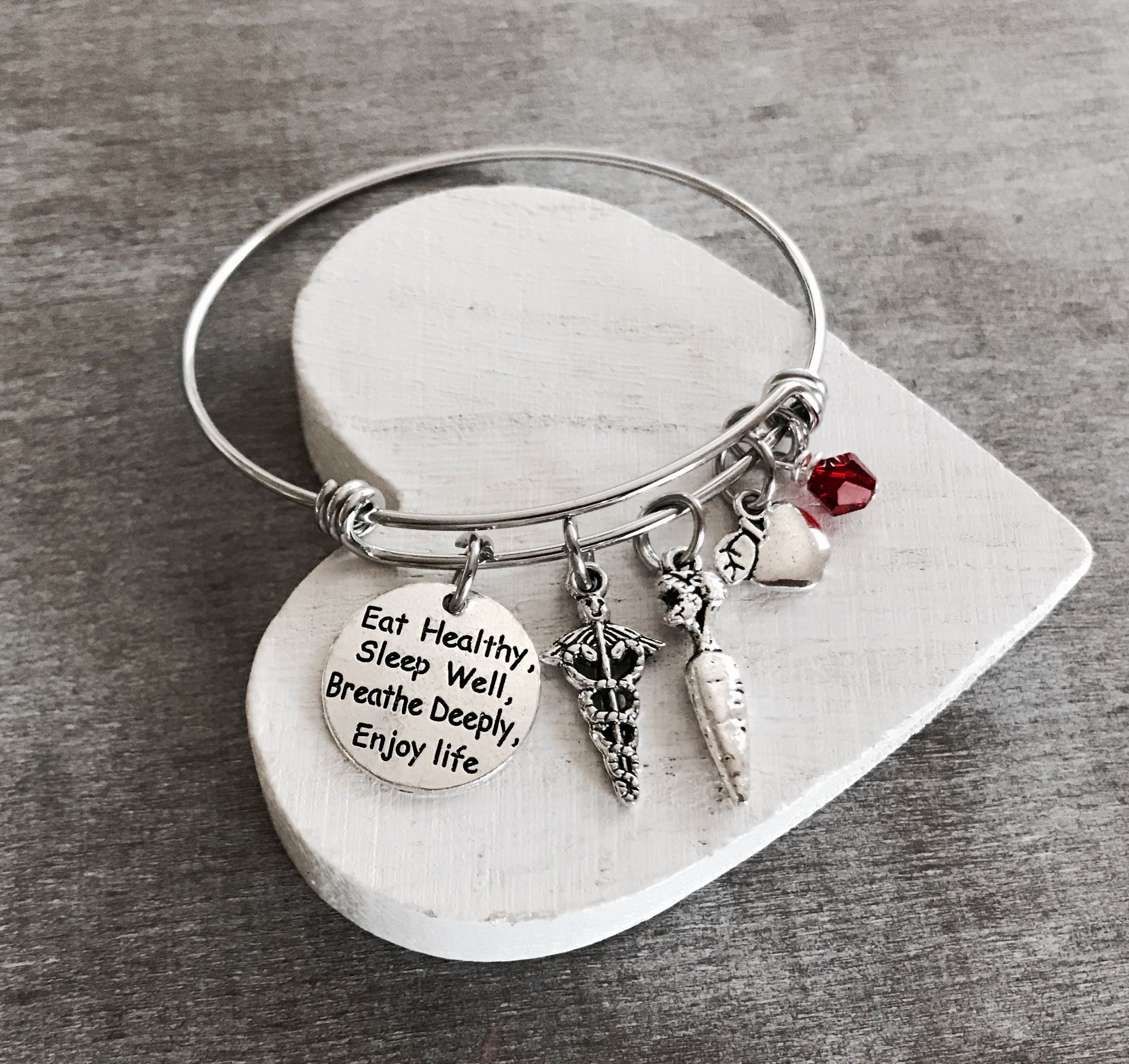 Eat Healthy Silver Bracelet Charm Bracelet RD Graduation