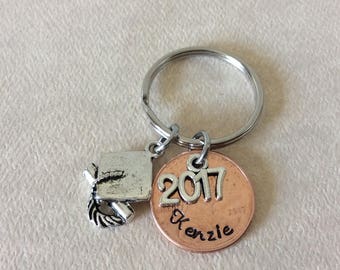 2017 graduates keychain graduating class of 2017, graduation gift,stamped penny, graduation.class of 2017