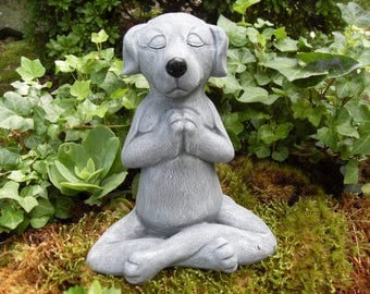 Dog Statue, Meditating Dog Statue, Zen Statue,Buddha Dog Statue,Yoga Statue,Dog Memorial Statue,Outdoor Zen Garden Decor,Concrete Dog Decor