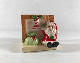 VINTAGE NAPKIN HOLDER, Christmas napkin holder, Santa Claus napkin holder, vintage ceramic napkin holder, Christmas decor, vintage decor