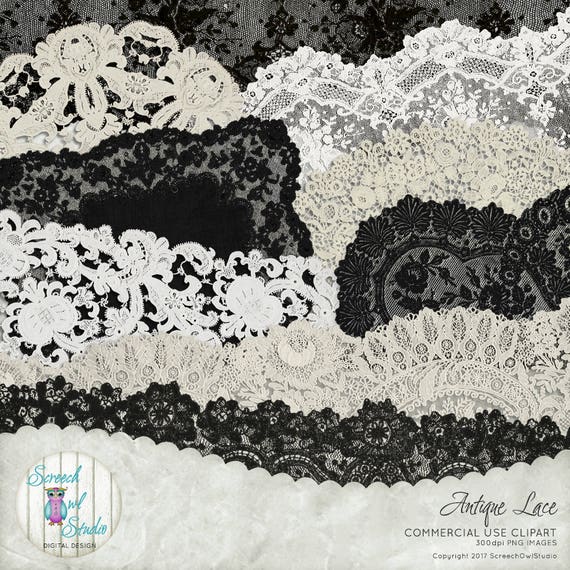 Antique Lace Clipart Pack, Commercial Use Clipart, Card Making, Scrapbook Elements, Design Elements, Paper Craft Supplies, Digital Lace
