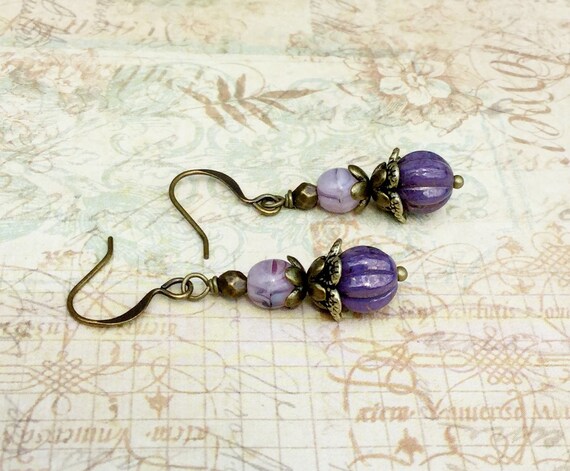 Victorian Earrings Purple earrings Amethyst Earrings