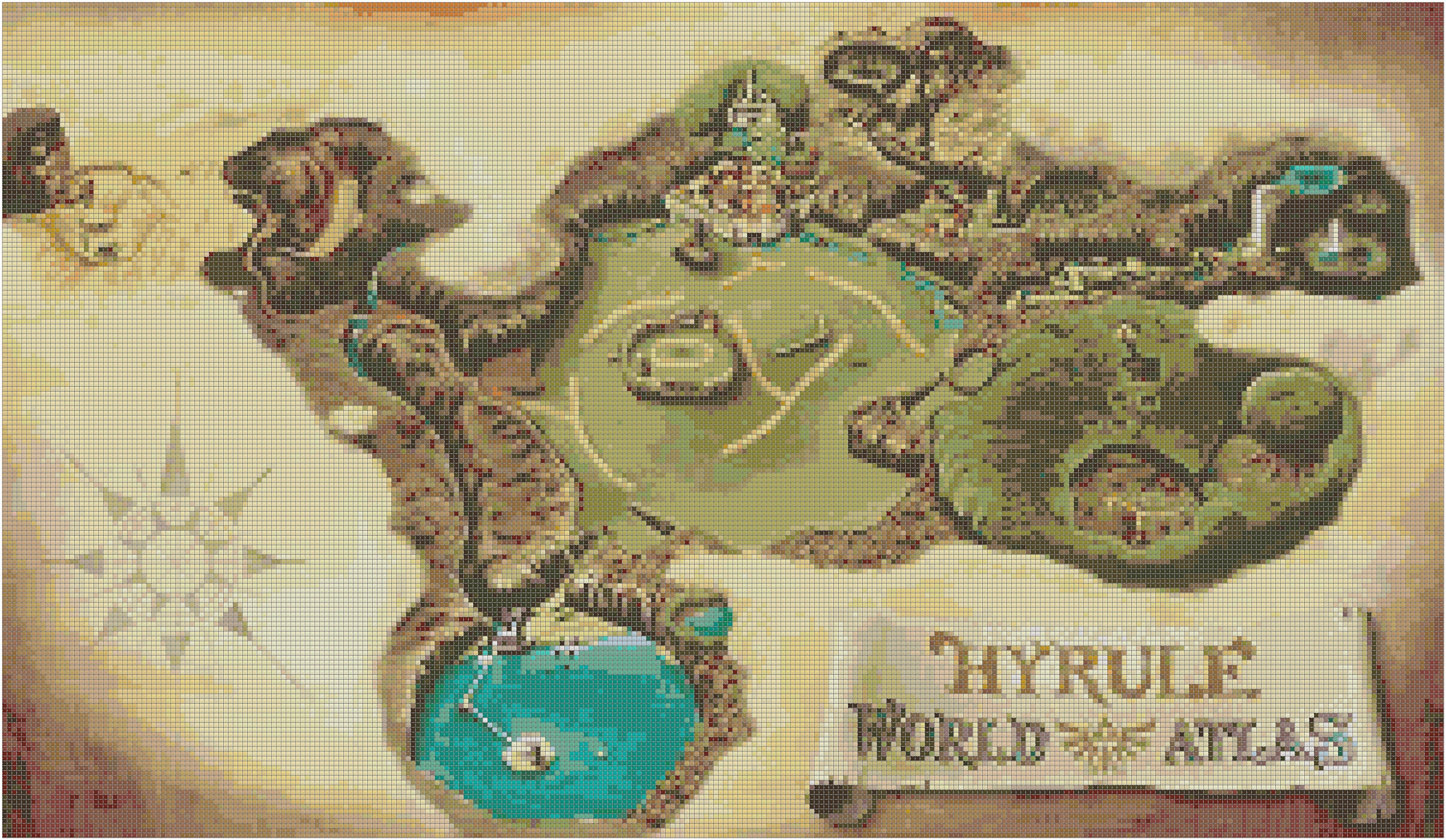 Zelda 64 Ocarina of Time Cross Stitch Pattern World Map