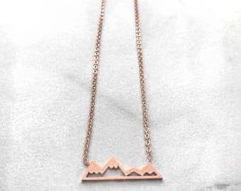 Mountain Necklace Dainty Adjustable Silver Gold Rose Gold Snowy Mountain Necklace for Hikers Snowboarders Skiers Nature Lovers