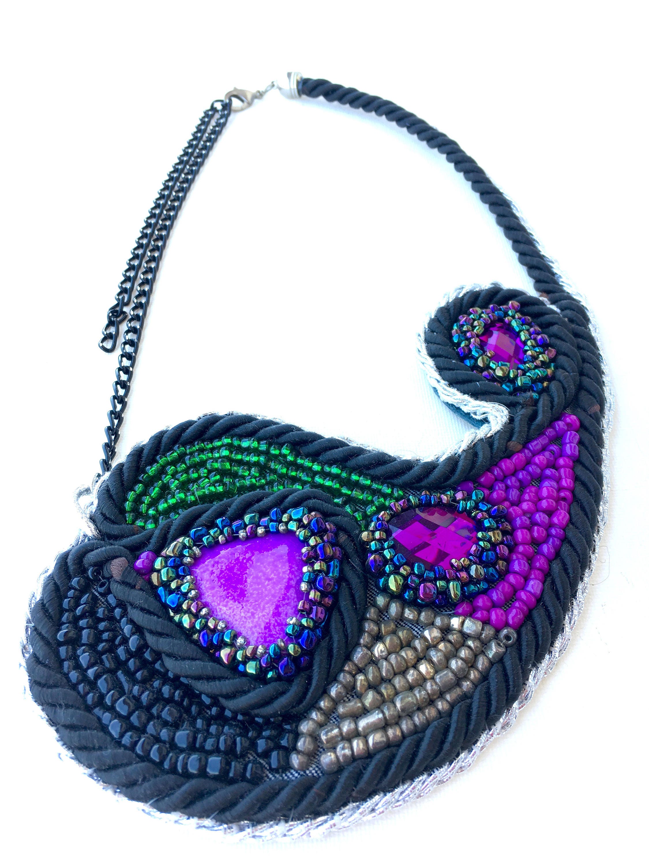 Asymmetrical necklace Colorful beads necklace Art deco