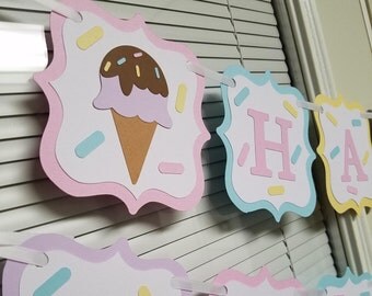 Ice cream birthday banner, Ice cream decorations, Ice cream banner, Ice cream party, Ice cream sprinkle party