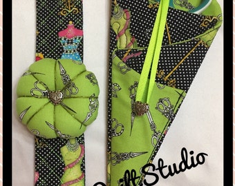 Wrist Pin Cushion & Scissor Keep - Sewing Set