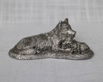 pewter wolf figurine