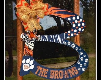 Auburn Door hanger, Auburn University, Auburn Tigers, Auburn Door Wreath, Single Initial Door Hanger