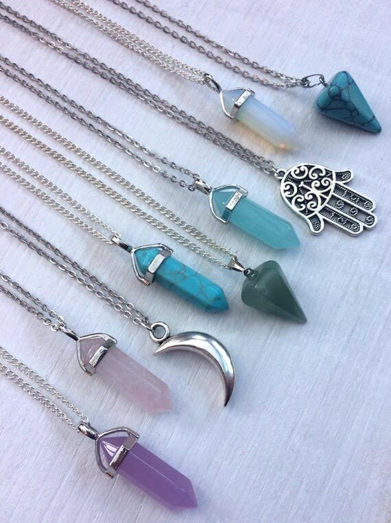 Long Crystal Necklaces Crystal Necklace Gemstone Necklaces