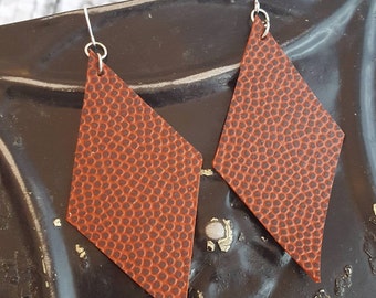 Football Earrings - Vegan Leather - Diamond Earrings - Lightweight - Gameday - Team Spirit Jewelry - Football Jewelry