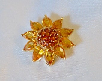 Golden Citrine Sunflower Pin Pendant