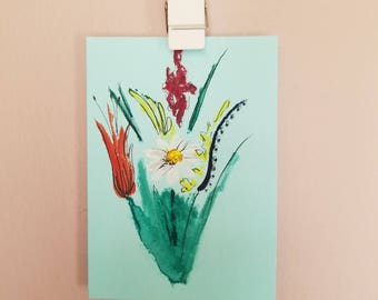 Watercolor floral blank card