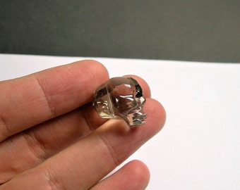 Crystal faceted skull - 1 pcs - 20mm - Smokey grey - SFB4