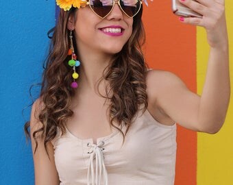 Snap Filter Headpiece (Music Festival Flower Crown Headband Fairy Costume Faerie Easy Costume Selfie Snap App Chat Halo Halloween Costume)