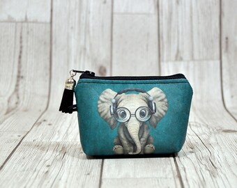 Elephant gift coin wallet, Elephant keychain wallet, Elephant key fob wallet Coin purse Cute wallet, Earphone holder, Elephant wallet small