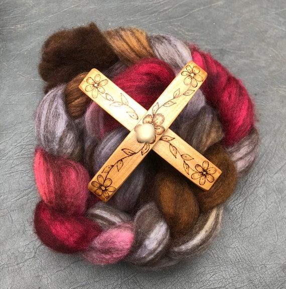 Handmade Maple Turkish Whorl/Spindle With Woodburned Design