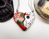 Freddie Krueger necklace, Friday the 13th necklace, Nightmare On Elm Street, Broken Heart necklace, horror valentine, gothic wedding