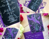 Rock N roll wedding laser cut gatefold invitation guitar and roses rocker party alternative bride