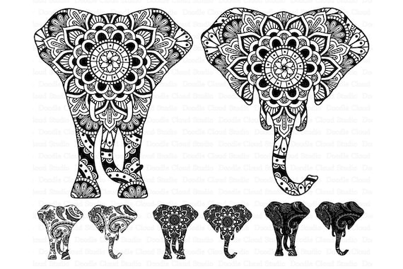 Download Elephant SVG, Elephant Head Mandala SVG files for Silhouette Cameo and Cricut. Animal svg, Boho ...