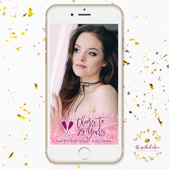 Pink Cheers 29th Birthday Snapchat Filter, Personalized Digital GeoFilter File Il_570xn