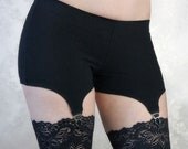 Garter Shorts | Custom Made | Comfortable Lingerie, Shorts with Garters, Plus Garter Belt, Gothic Lingerie, Rave Shorts, Plus Size Lingerie