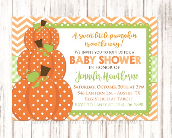 Pumpkin Baby Shower Invitation Autumn Baby Shower Invite Pumpkin