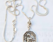 Necklace - Rare Antique S Magda OPN and Pieta 18x27.5mm + 20 inch Sterling Silver Box Chain