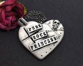 Punk Rock Princess Necklace, Punk Heart Necklace, Rock n Roll Jewellery, gothic Jewellery, gothic heart necklace