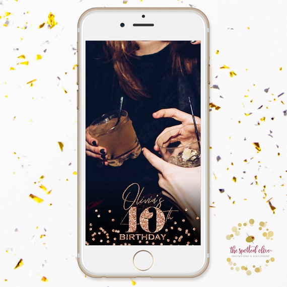 Rose Gold 40th Birthday Snapchat Filter, Personalized Digital GeoFilter File Il_570xn