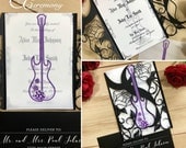 Rock N roll wedding laser cut gatefold invitation guitar and roses rocker party alternative bride