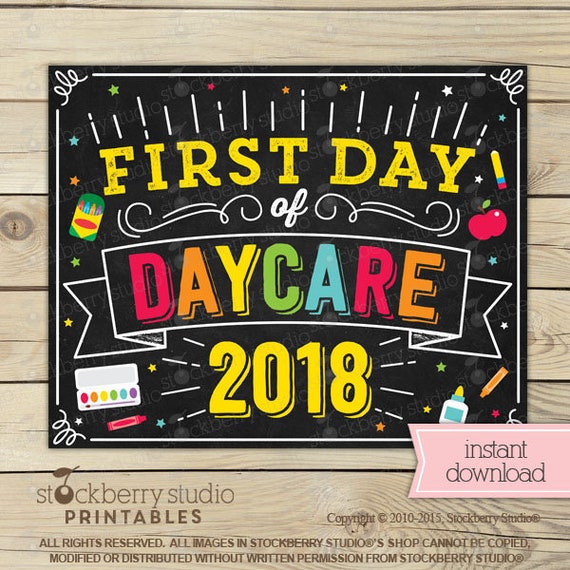 first day of daycare sign 1st day of daycare sign first day of