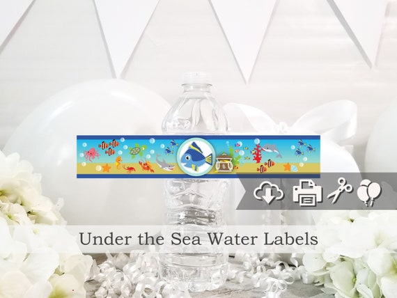 Under the Sea Water Labels, Water Bottle Labels, Under the Sea Drink Labels, Sea Party, Printable Party Decor | Download, Print, Cut, Party Il_570xn