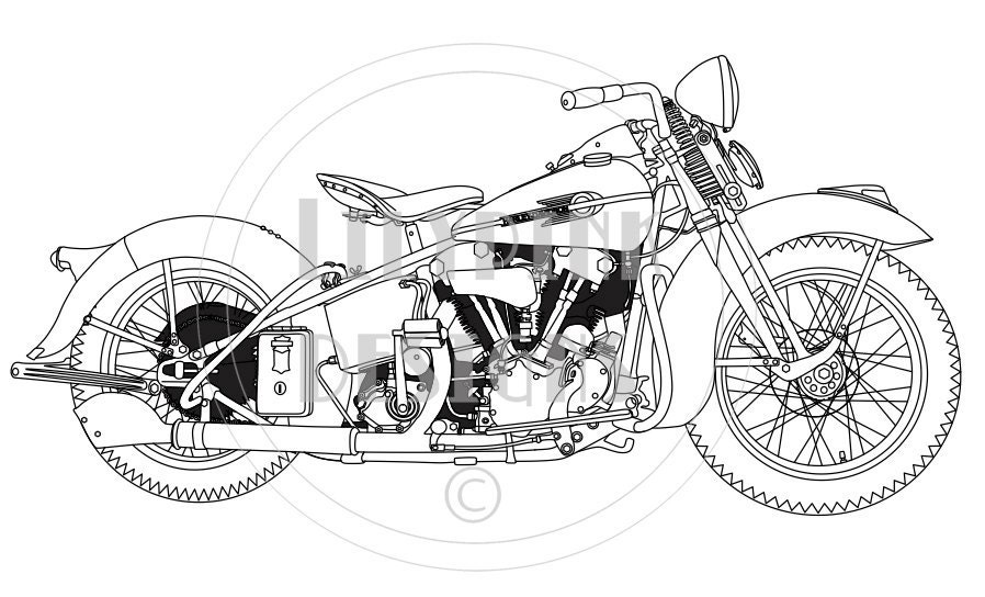 Чертеж мотоцикла харлей дэвидсон