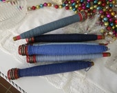 Vintage Bobbins with Blue Thread