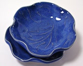 Small Ceramic Bowl With Trailing Leaf Design - Indigo Blue - Mothers Day/Spring/Gift/Home Decor - Handmade Pottery - Ravenhillpottery