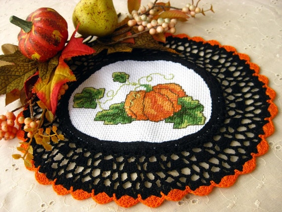 Mini pumpkin Doily by DoilyMania on Etsy