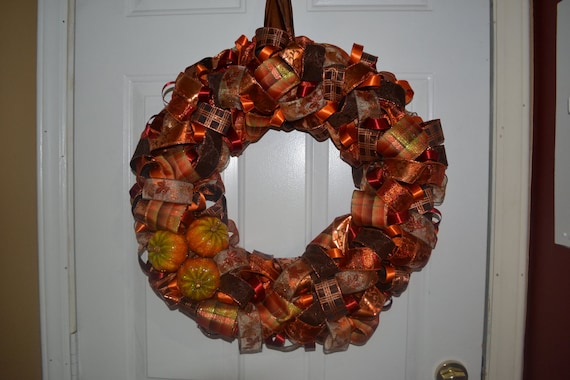 Fall Ribbon Wreath--18"