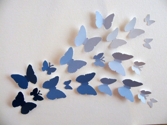 3D Butterfly Art - Upcycled Paint Chips - Blue Velvet - 5X7