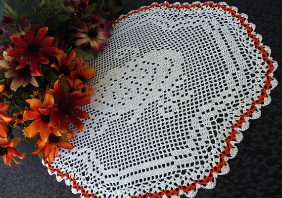 Crochet Pumpkin Doily by DoilyMania on Etsy