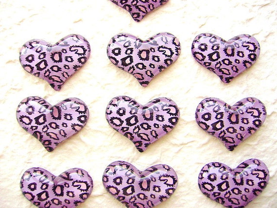 WHOLESALE Kawaii Heart Cabochons 10 Purple  Animal by DecoSweets