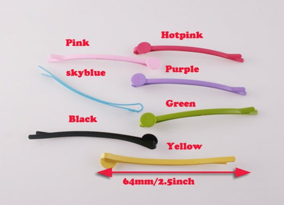 70pcs 64mm Bobby Pin Hair Sticks with 8mm Pad 10 of each colors (E251 