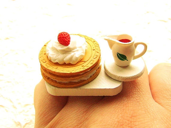 Pancake Food Ring Whipped Cream Syrup by SouZouCreations on Etsy