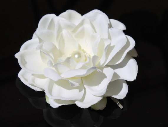 LITE IVORY Gardenia with Swarovski Pearl by IDoBridalCreations